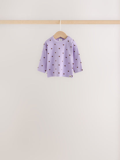 Brown / Purple Baby Long Sleeve Top And Leggings 6 Piece Set (0mths-2yrs) - image 3