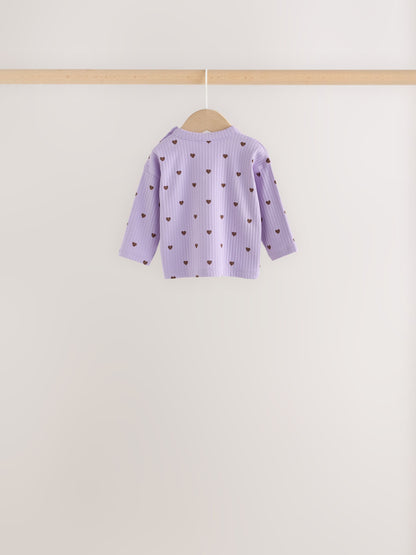 Brown / Purple Baby Long Sleeve Top And Leggings 6 Piece Set (0mths-2yrs) - image 5