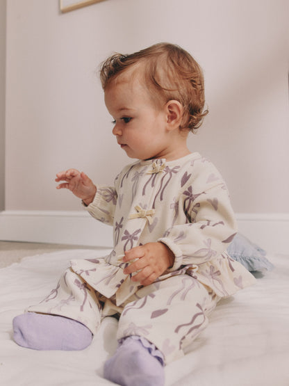 Purple Bow Baby Sweat Top And Joggers Set 2 Piece (0mths-2yrs) - image 2