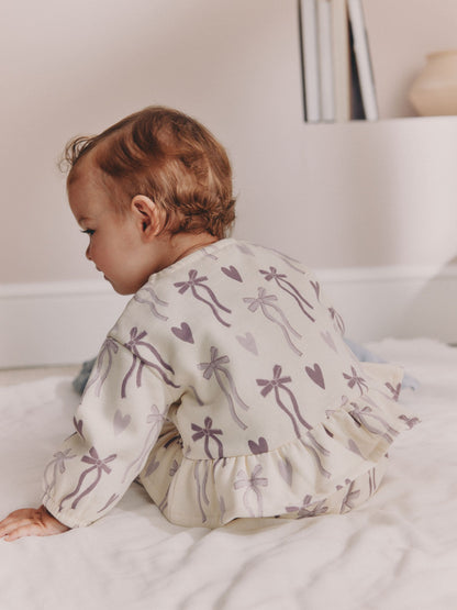 Purple Bow Baby Sweat Top And Joggers Set 2 Piece (0mths-2yrs) - image 3