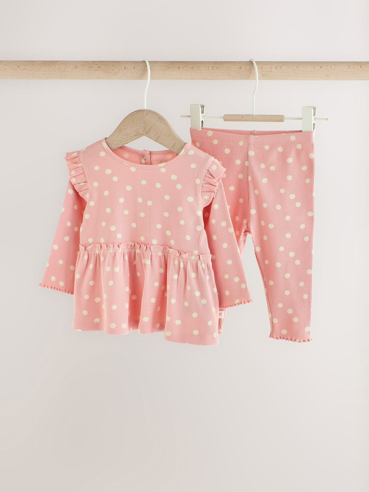 Pink Spot Peplum Top and Leggings Baby Set (0mths-2yrs) - image 1