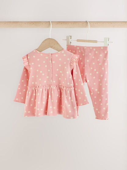 Pink Spot Peplum Top and Leggings Baby Set (0mths-2yrs) - image 4