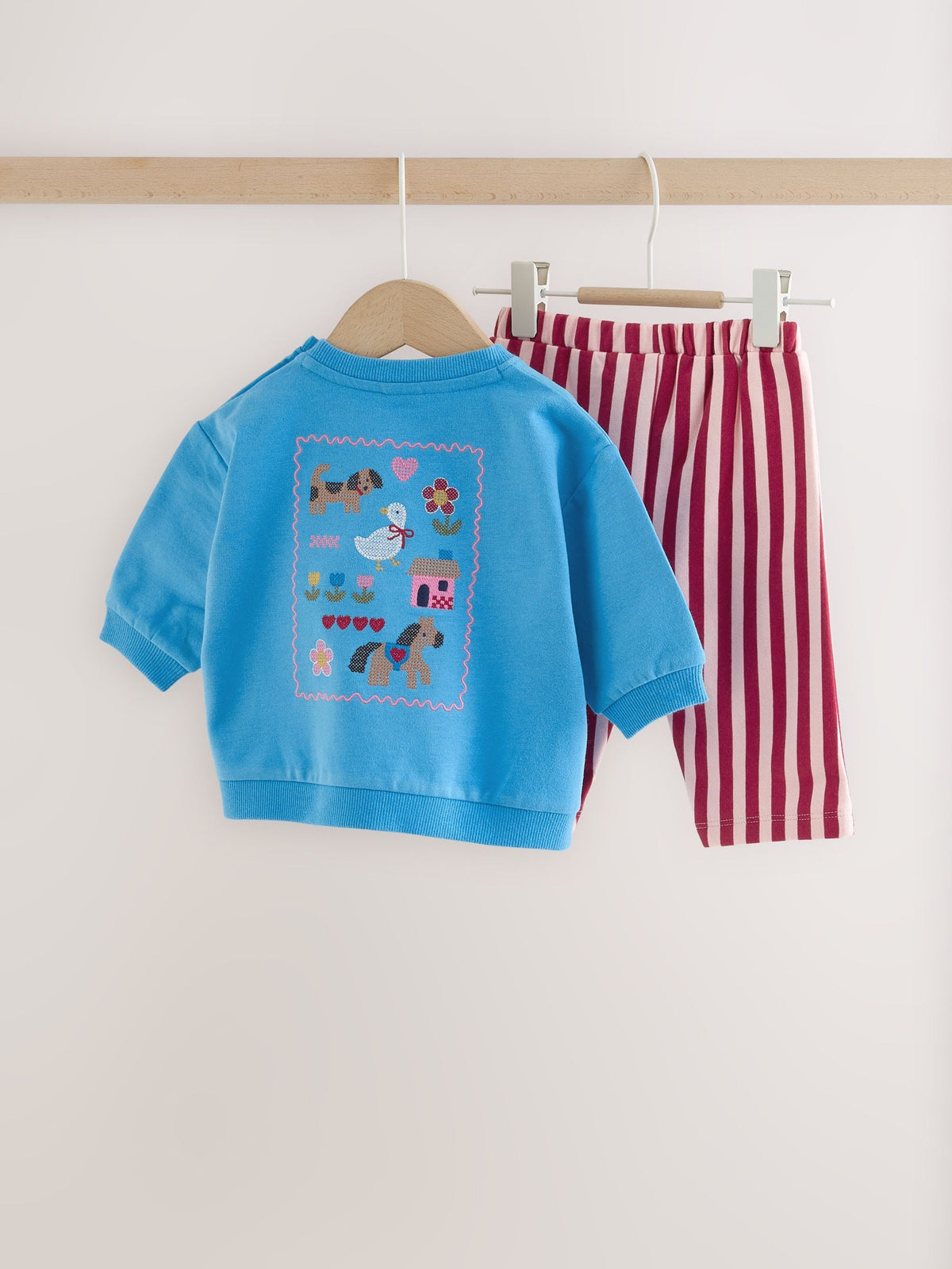 Blue Farmyard Character Baby Sweat Top And Wide Leggings 2 Piece Set (0mths-2yrs) - image 2