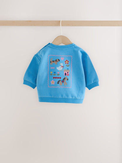 Blue Farmyard Character Baby Sweat Top And Wide Leggings 2 Piece Set (0mths-2yrs) - image 5