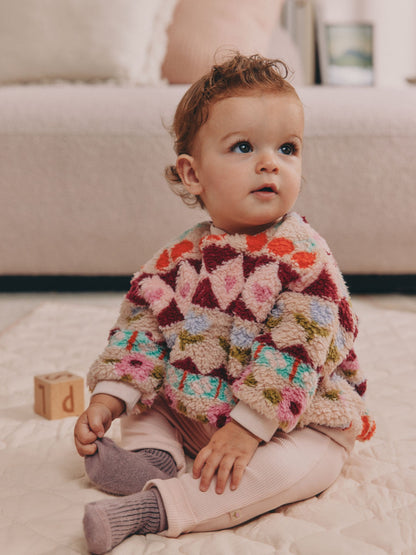 Pink Fairsle Printed Baby Fleece Sweater and Leggings Set 2 Piece (0mths-2yrs) - image 1