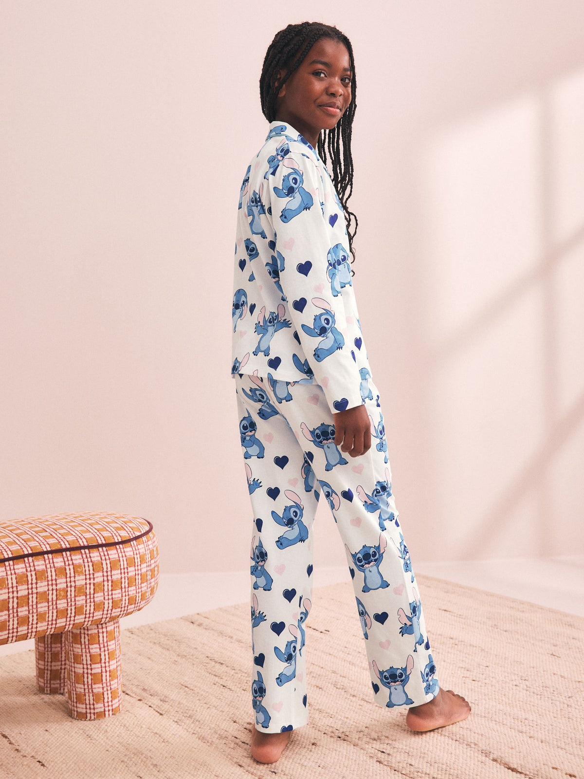 Blue/Ecru Lilo & Stitch Jersey Button Through Pyjamas 1 Pack (3-16yrs) - image 3