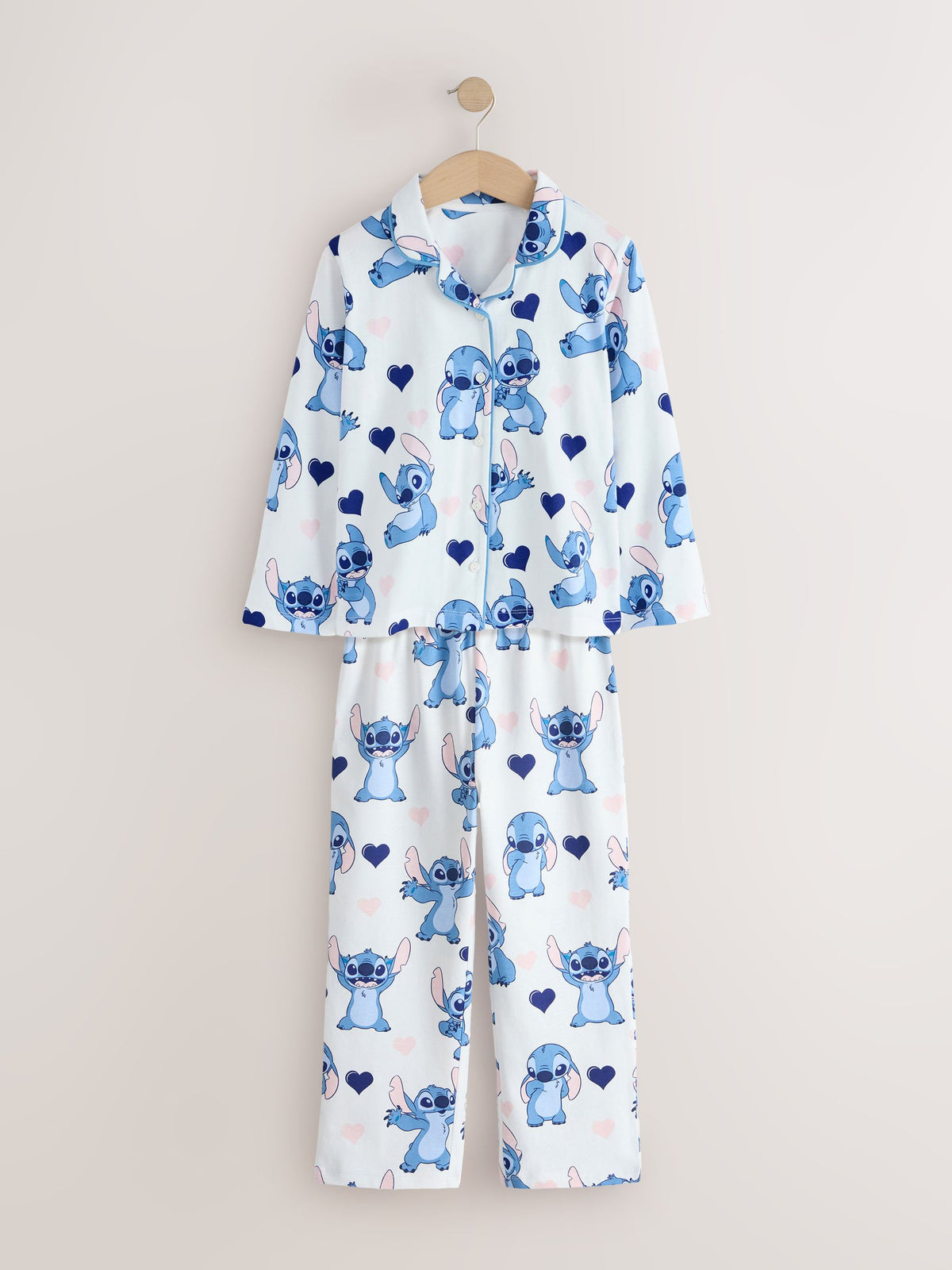 Blue/Ecru Lilo & Stitch Jersey Button Through Pyjamas 1 Pack (3-16yrs) - image 4