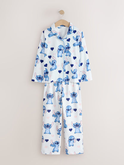 Blue/Ecru Lilo & Stitch Jersey Button Through Pyjamas 1 Pack (3-16yrs) - image 4
