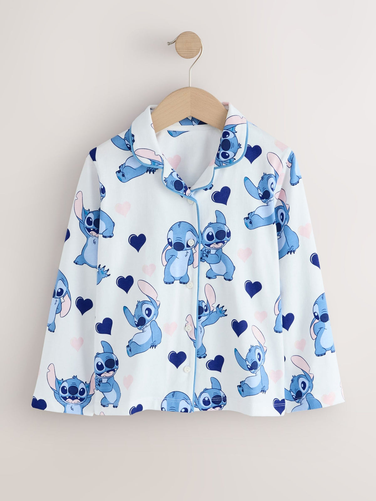 Blue/Ecru Lilo & Stitch Jersey Button Through Pyjamas 1 Pack (3-16yrs) - image 5