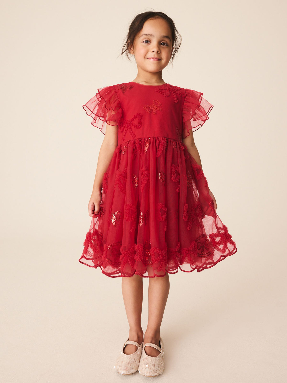 Dsiney Kidz - Red Bow Embellished Mesh Occasion Dress (3-16yrs) image 1