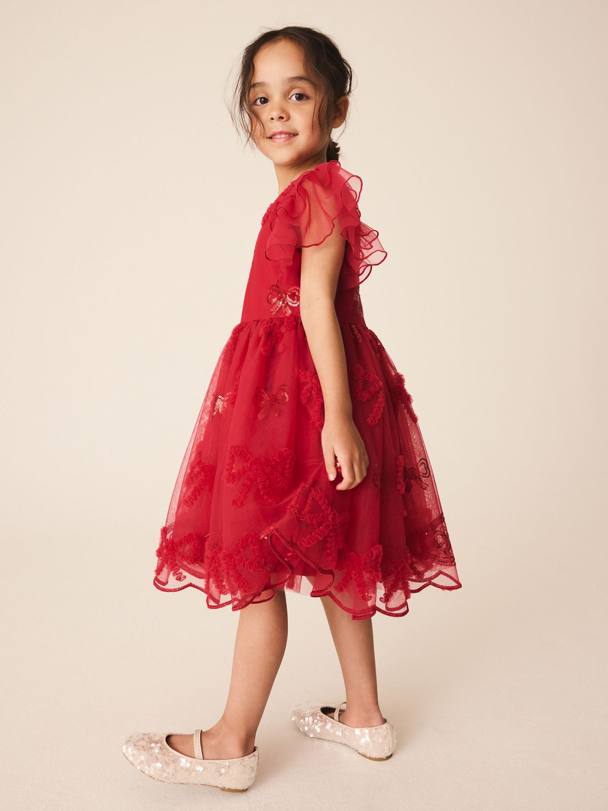 Dsiney Kidz - Red Bow Embellished Mesh Occasion Dress (3-16yrs) image 2