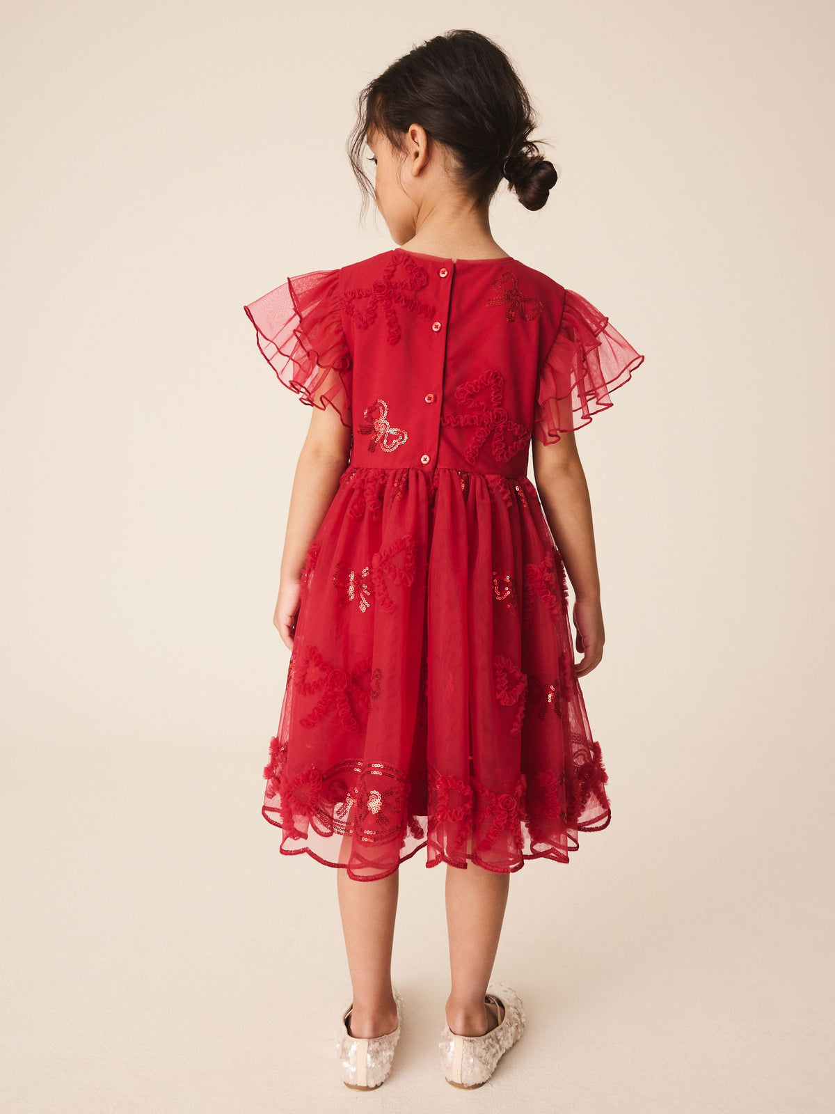 Dsiney Kidz - Red Bow Embellished Mesh Occasion Dress (3-16yrs) image 3
