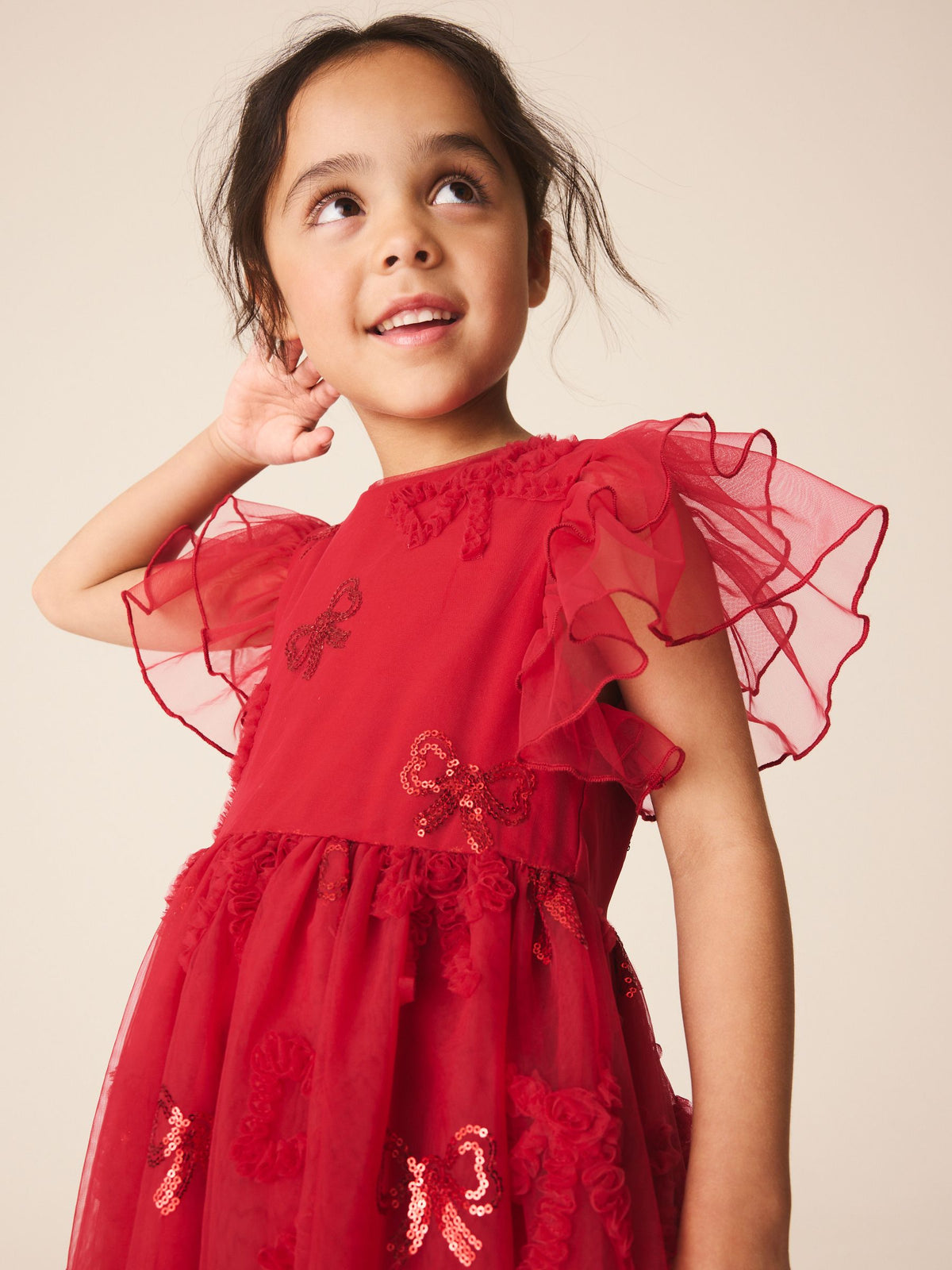 Dsiney Kidz - Red Bow Embellished Mesh Occasion Dress (3-16yrs) image 4
