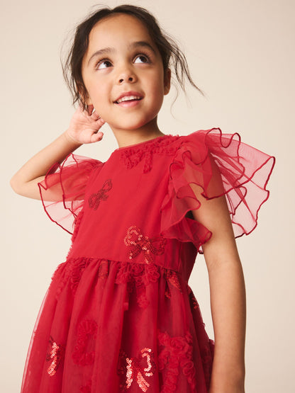 Dsiney Kidz - Red Bow Embellished Mesh Occasion Dress (3-16yrs) image 4