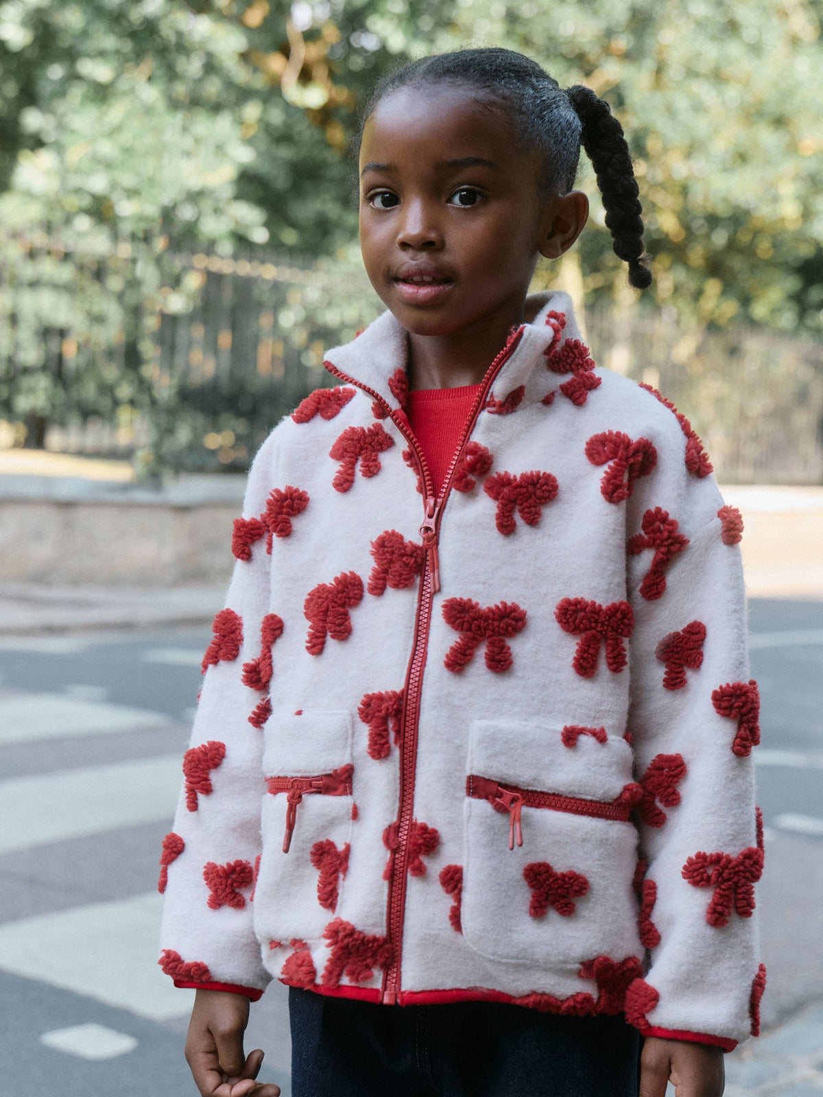 Pink/Red Bows Zip Up Borg Jacket (3-16yrs) - image 1