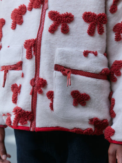 Pink/Red Bows Zip Up Borg Jacket (3-16yrs) - image 4