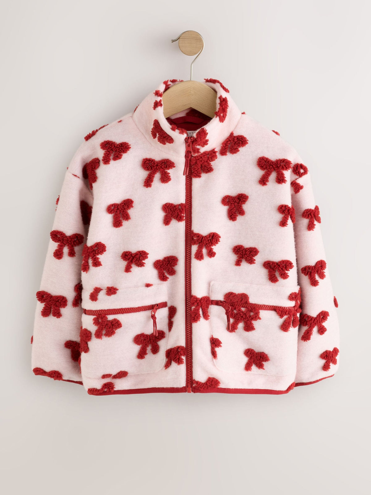Pink/Red Bows Zip Up Borg Jacket (3-16yrs) - image 5