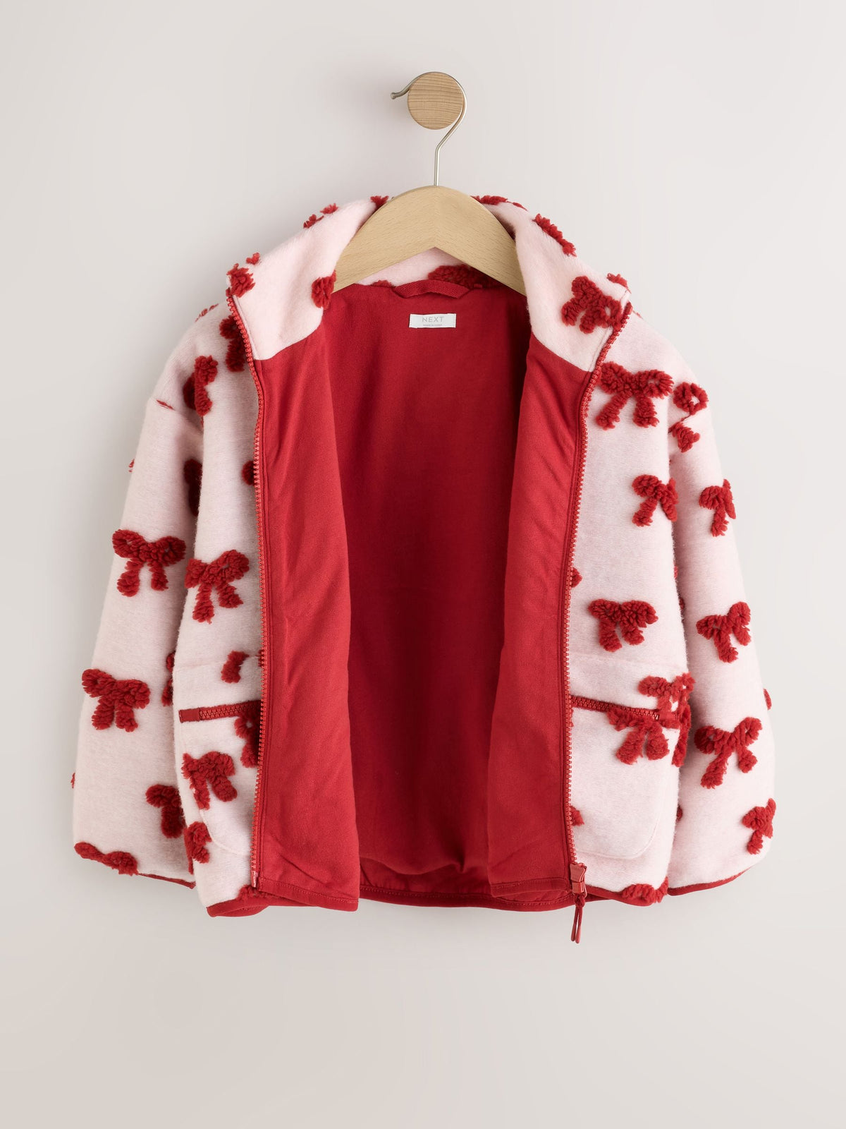 Pink/Red Bows Zip Up Borg Jacket (3-16yrs) - image 6