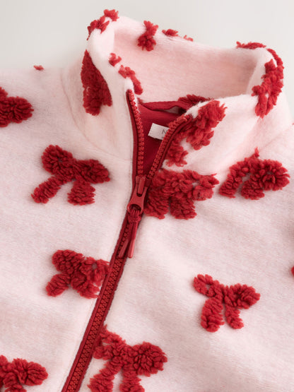 Pink/Red Bows Zip Up Borg Jacket (3-16yrs) - image 8