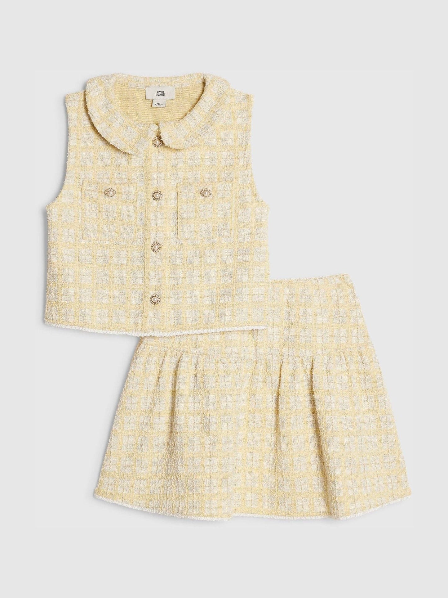 Dsiney Kidz - River Island Yellow Boucle Waistcoat & Skirt Set image 1