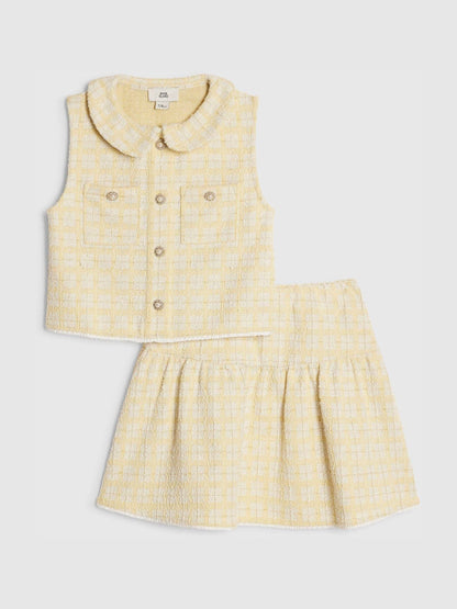 Dsiney Kidz - River Island Yellow Boucle Waistcoat & Skirt Set image 1