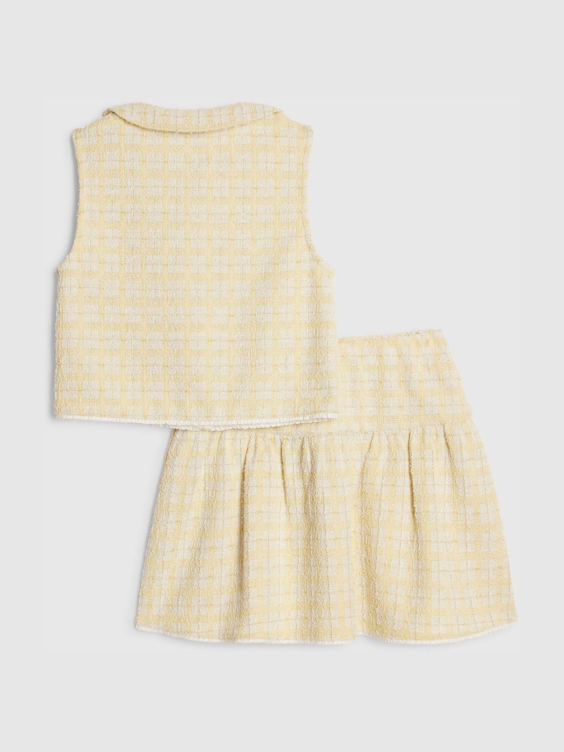 Dsiney Kidz - River Island Yellow Boucle Waistcoat & Skirt Set image 2