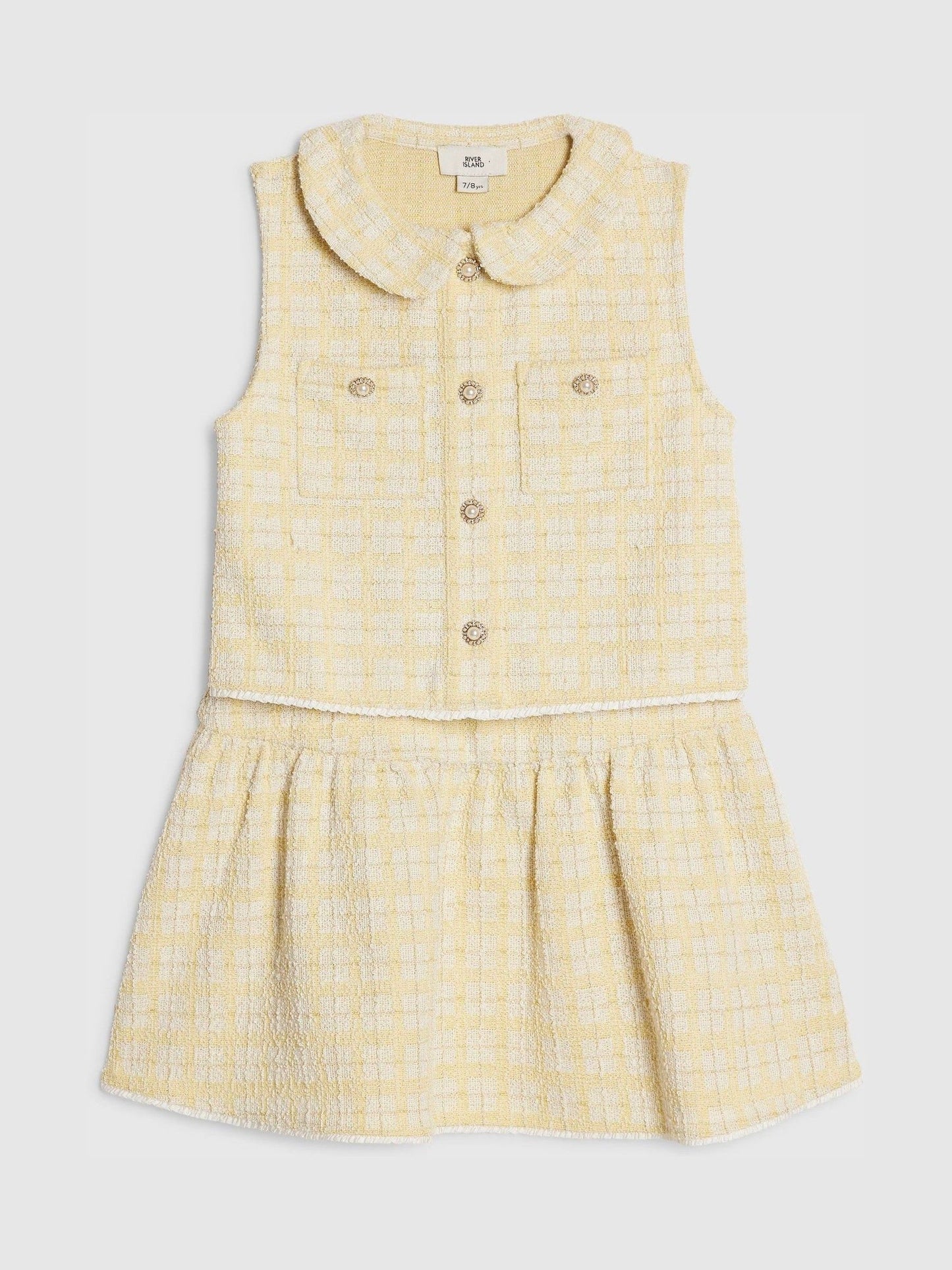 Dsiney Kidz - River Island Yellow Boucle Waistcoat & Skirt Set image 3