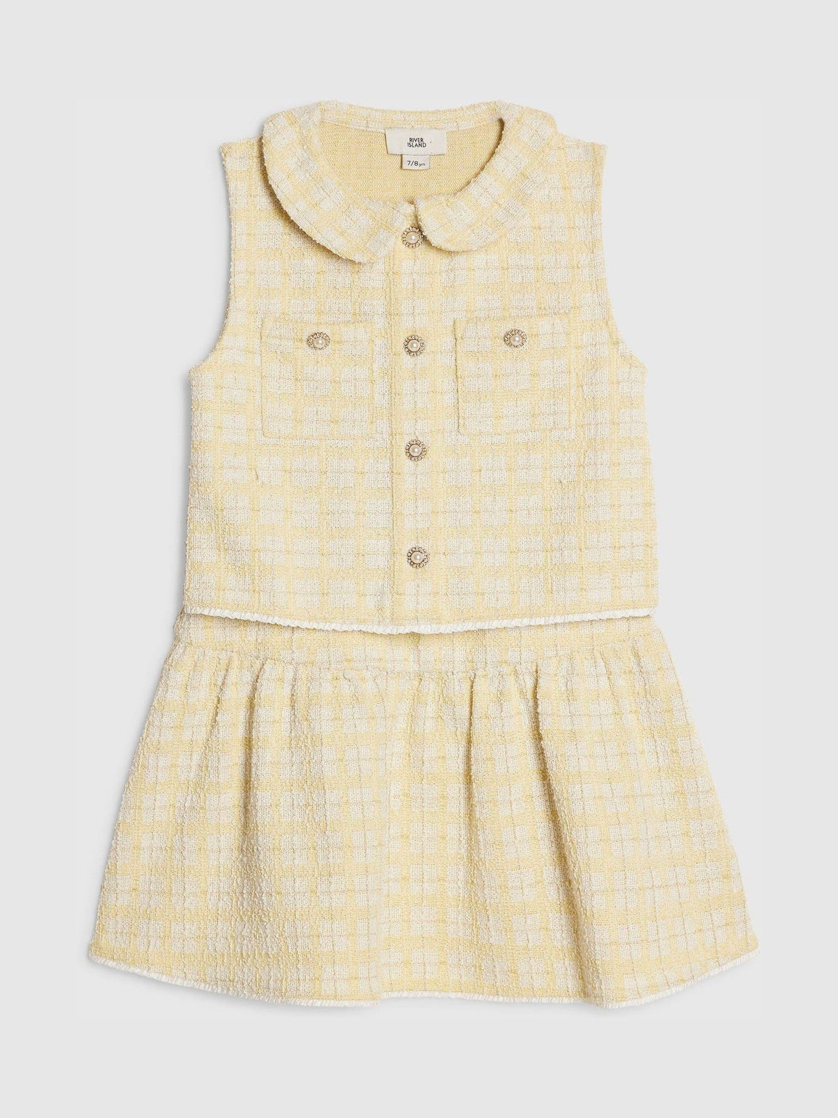 Dsiney Kidz - River Island Yellow Boucle Waistcoat & Skirt Set image 3