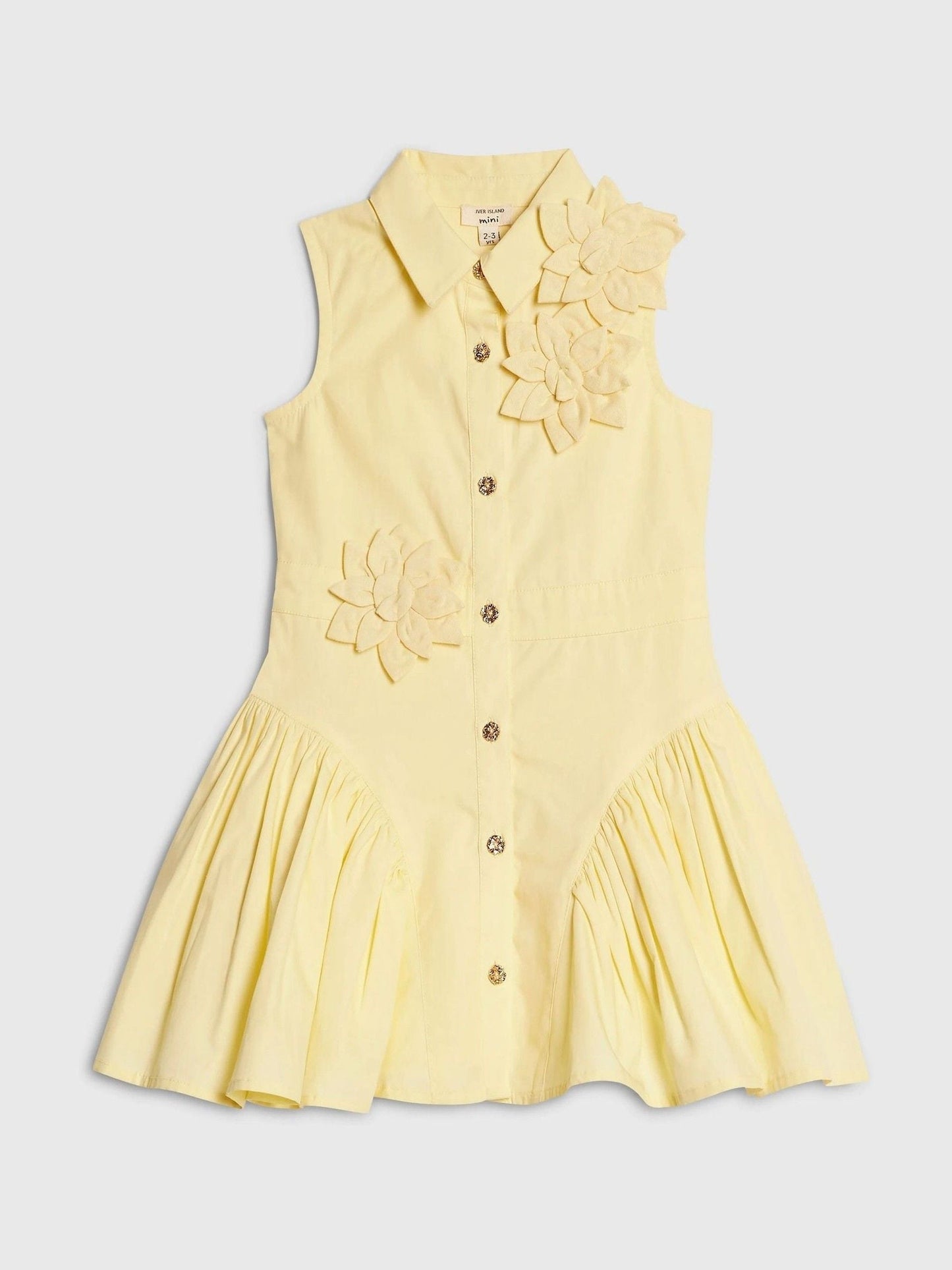 River Island Yellow 3D Flower Prom Dress image 1