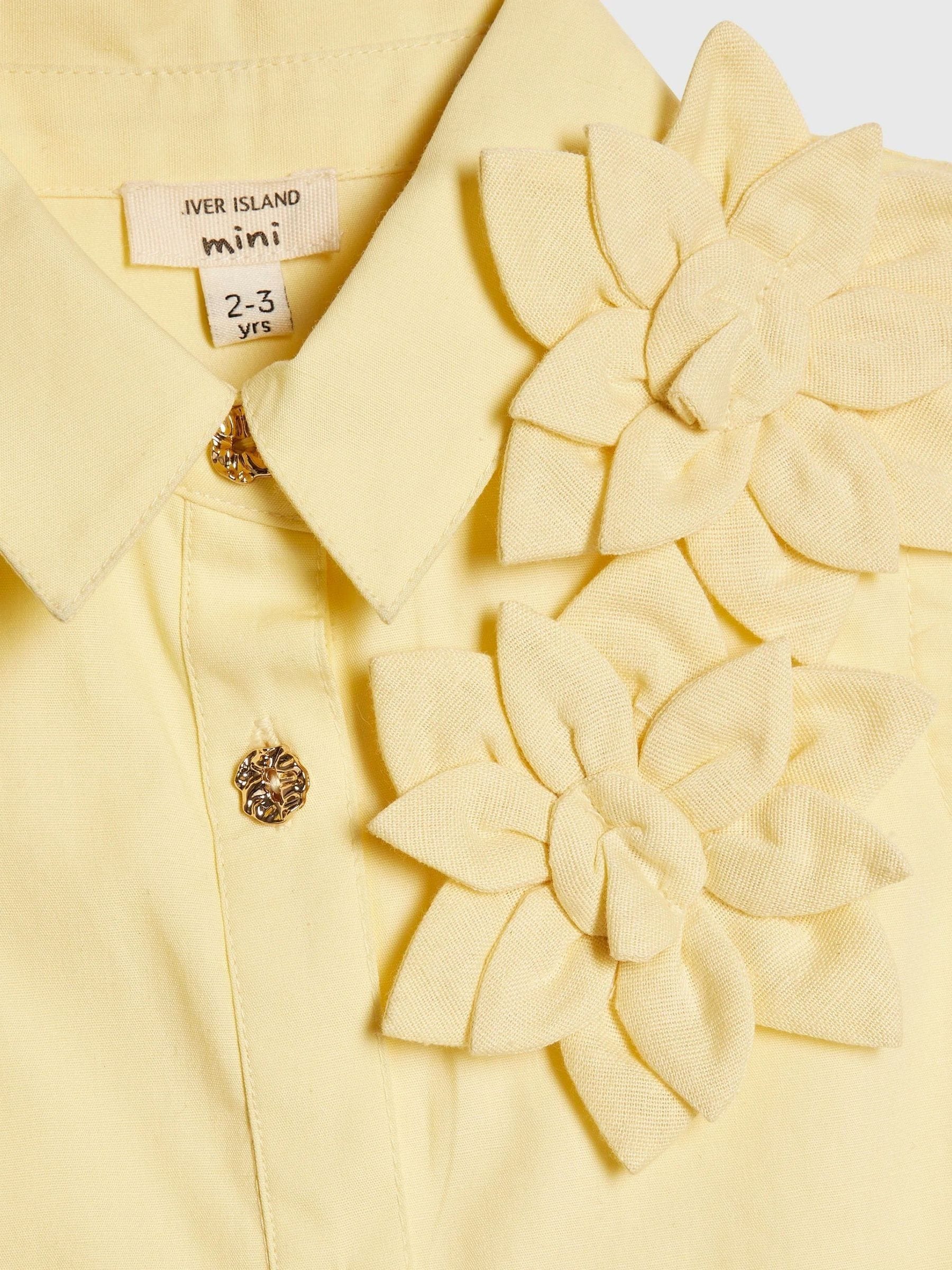 River Island Yellow 3D Flower Prom Dress image 4