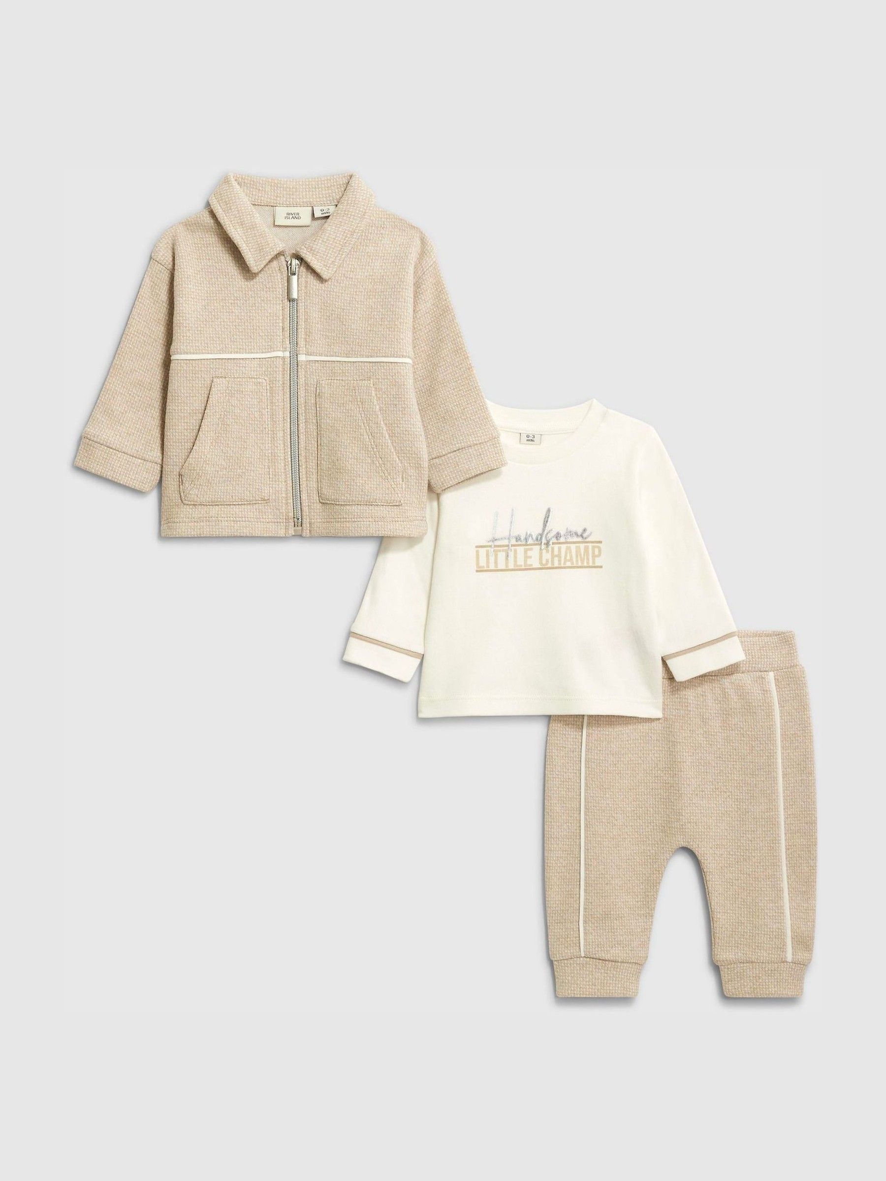 River Island Brown Jacquard Shacket Set & Bodysuit image 1