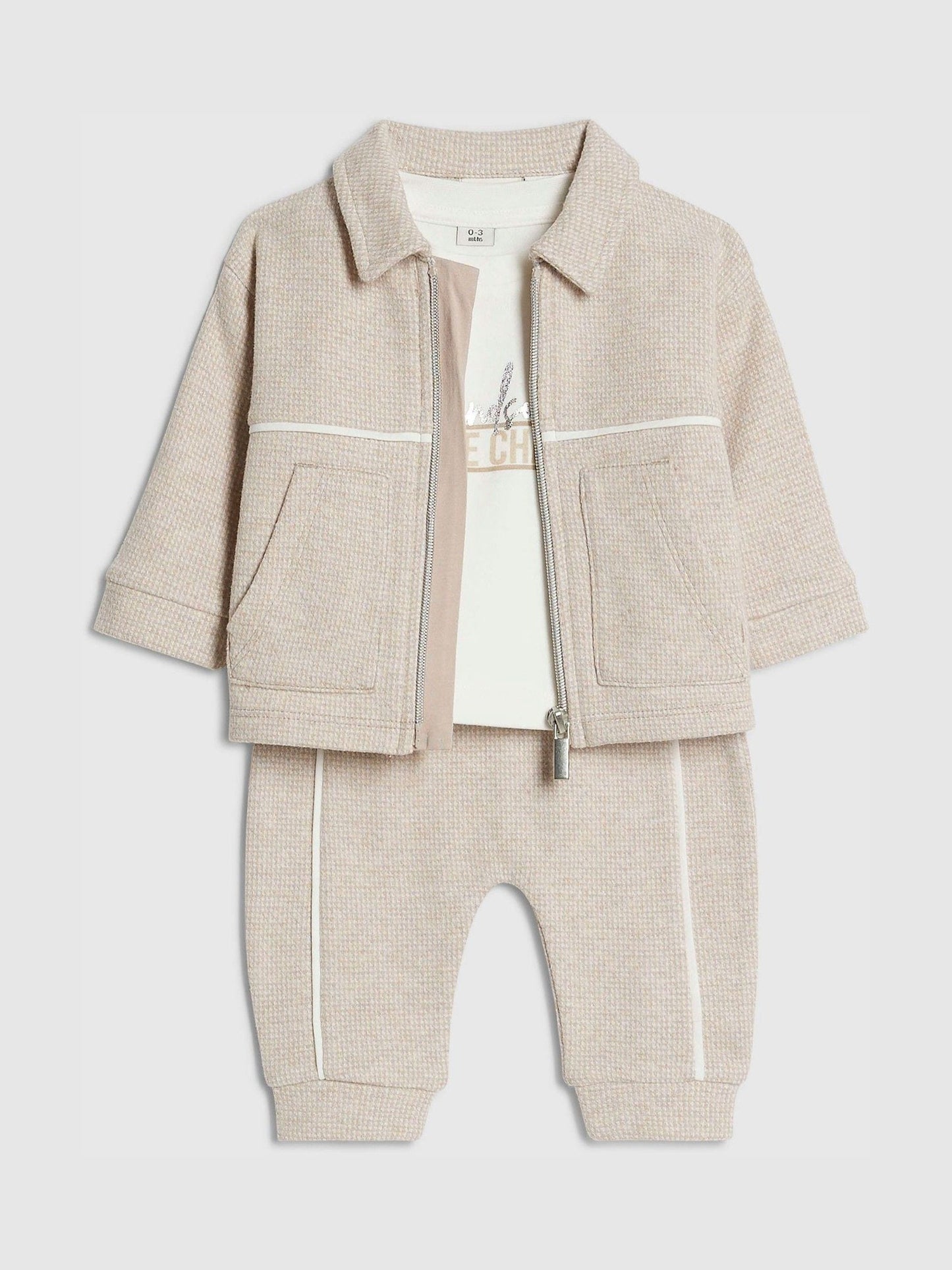 River Island Brown Jacquard Shacket Set & Bodysuit image 3