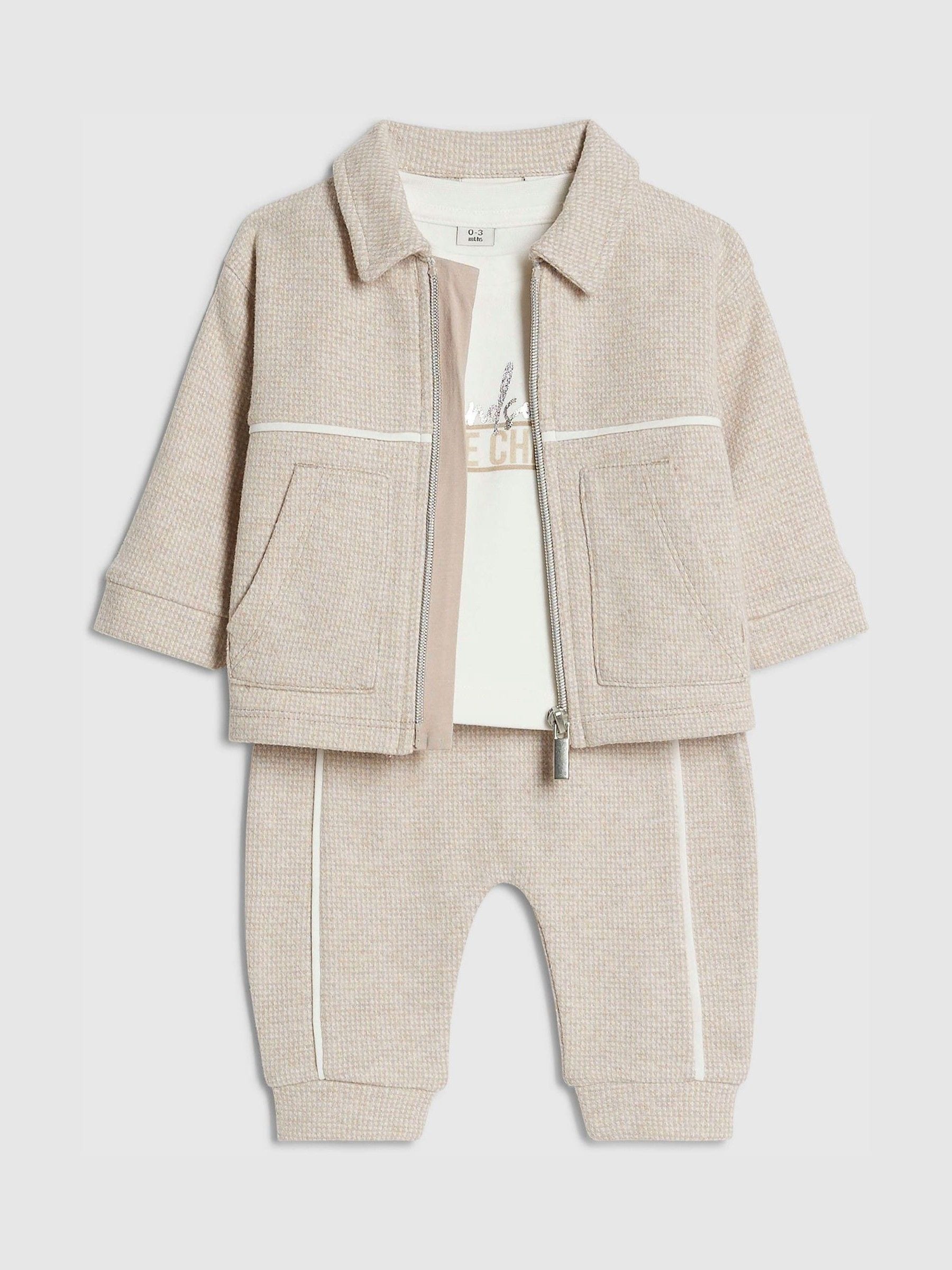 River Island Brown Jacquard Shacket Set & Bodysuit image 3
