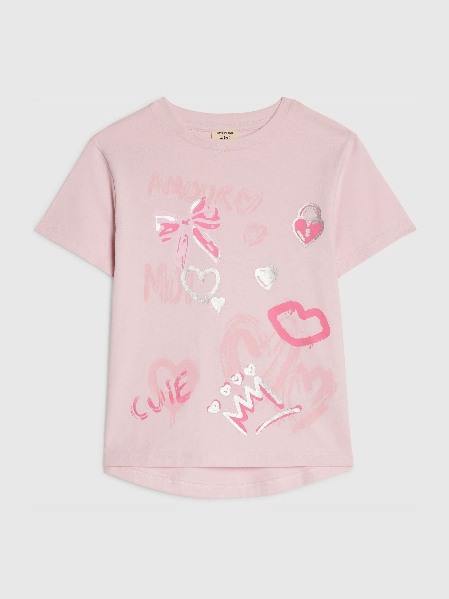 River Island Pink Graffiti T-Shirt image 1