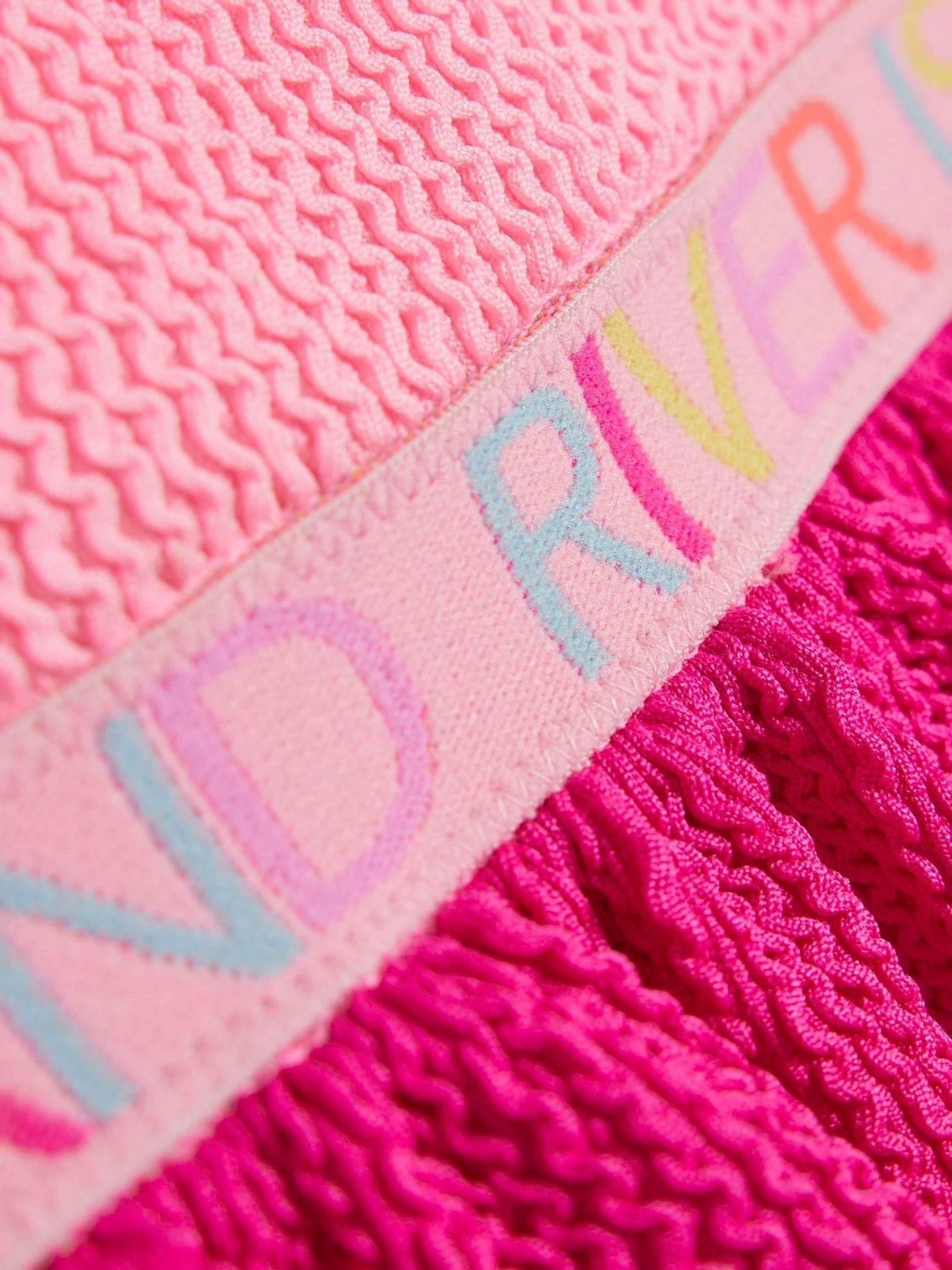 River Island Pink Logo Textured Frill Swimsuit image 3