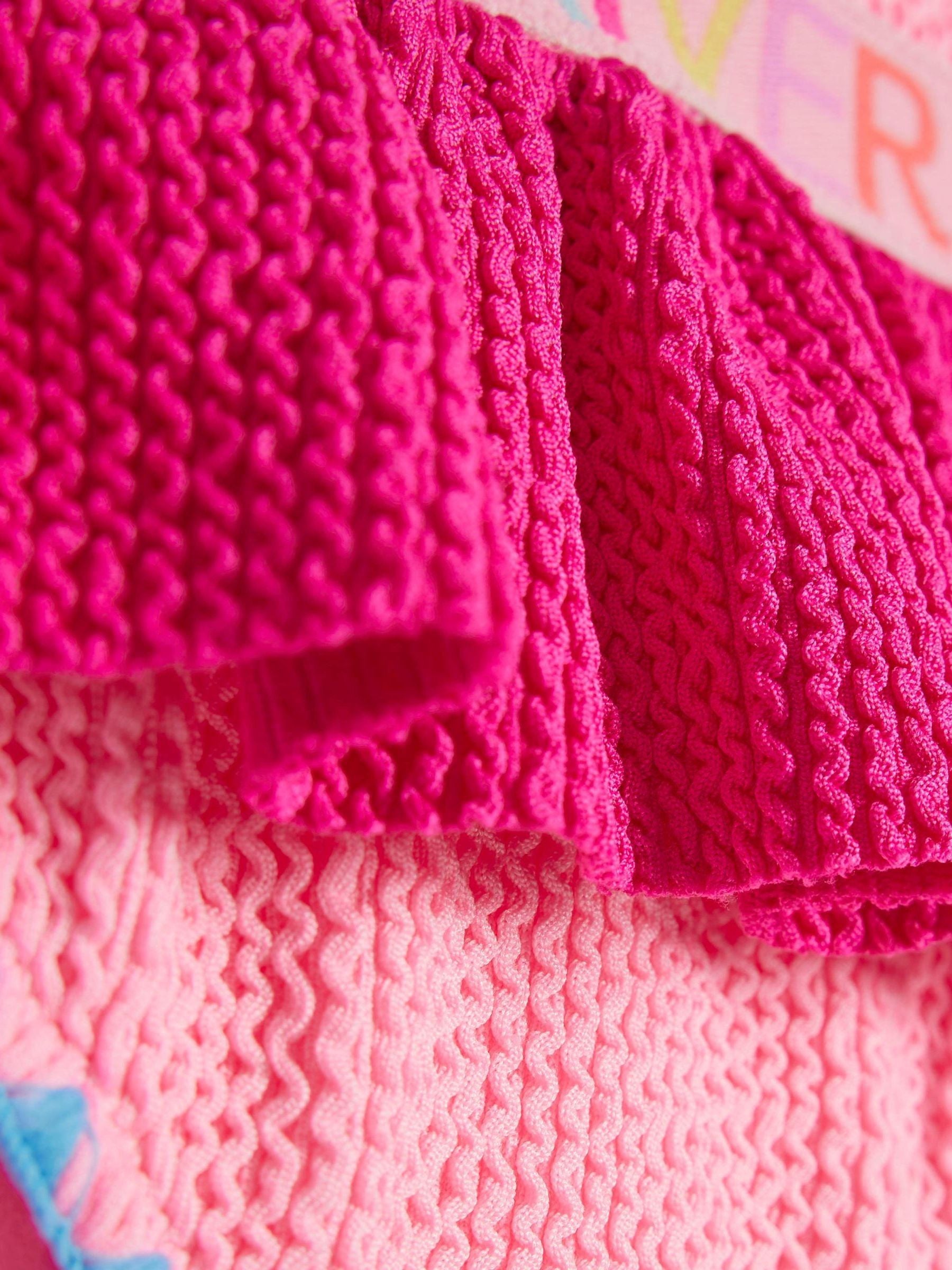 River Island Pink Logo Textured Frill Swimsuit image 4