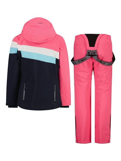 CMP Pink Striped Colour Block Waterproof Ski Jacket And Trousers Set - image 2