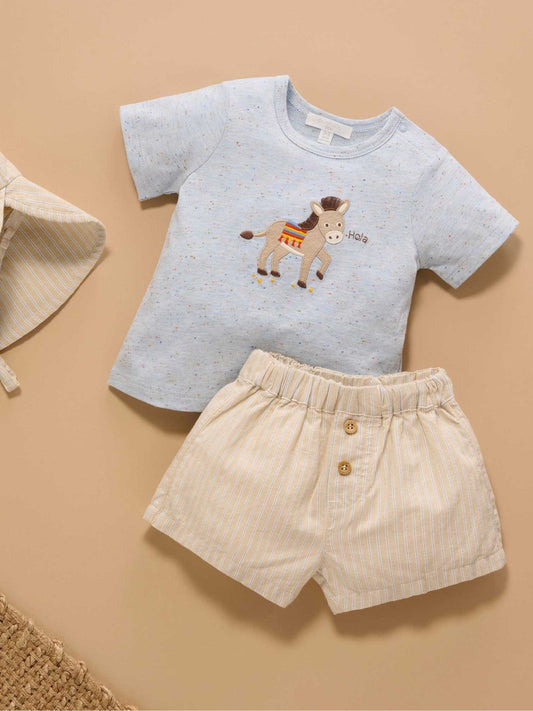 Purebaby Blue Donkey Shorts and T-Shirt Set image 1