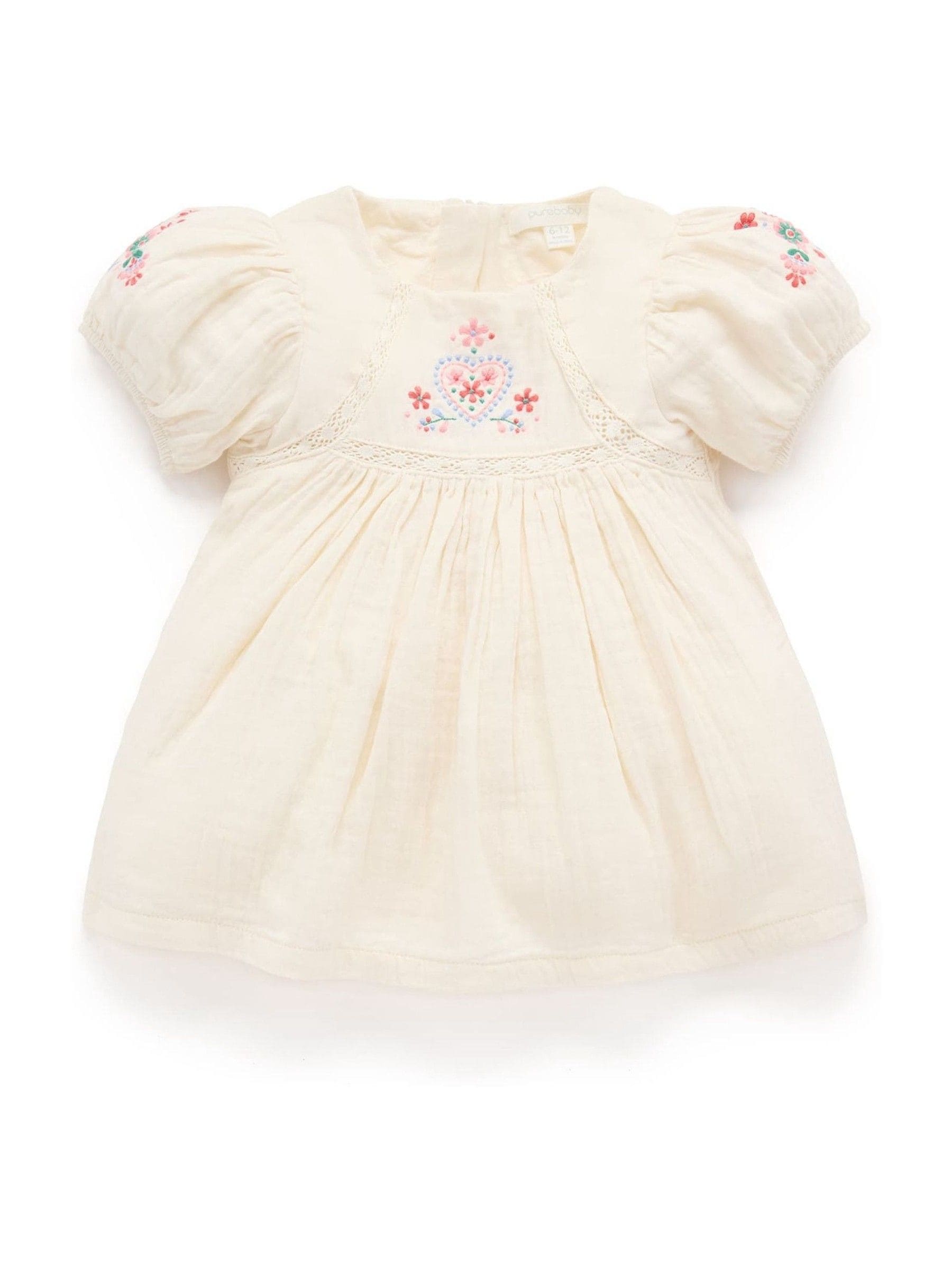 Purebaby White Embroidered Dress image 1
