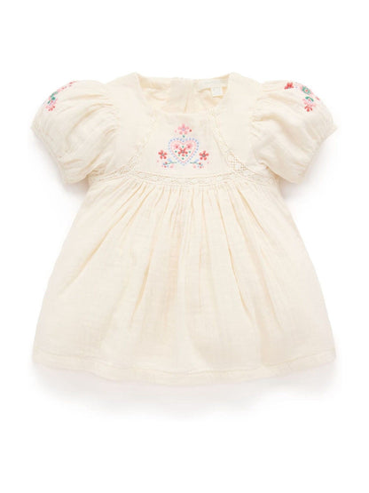 Purebaby White Embroidered Dress image 1