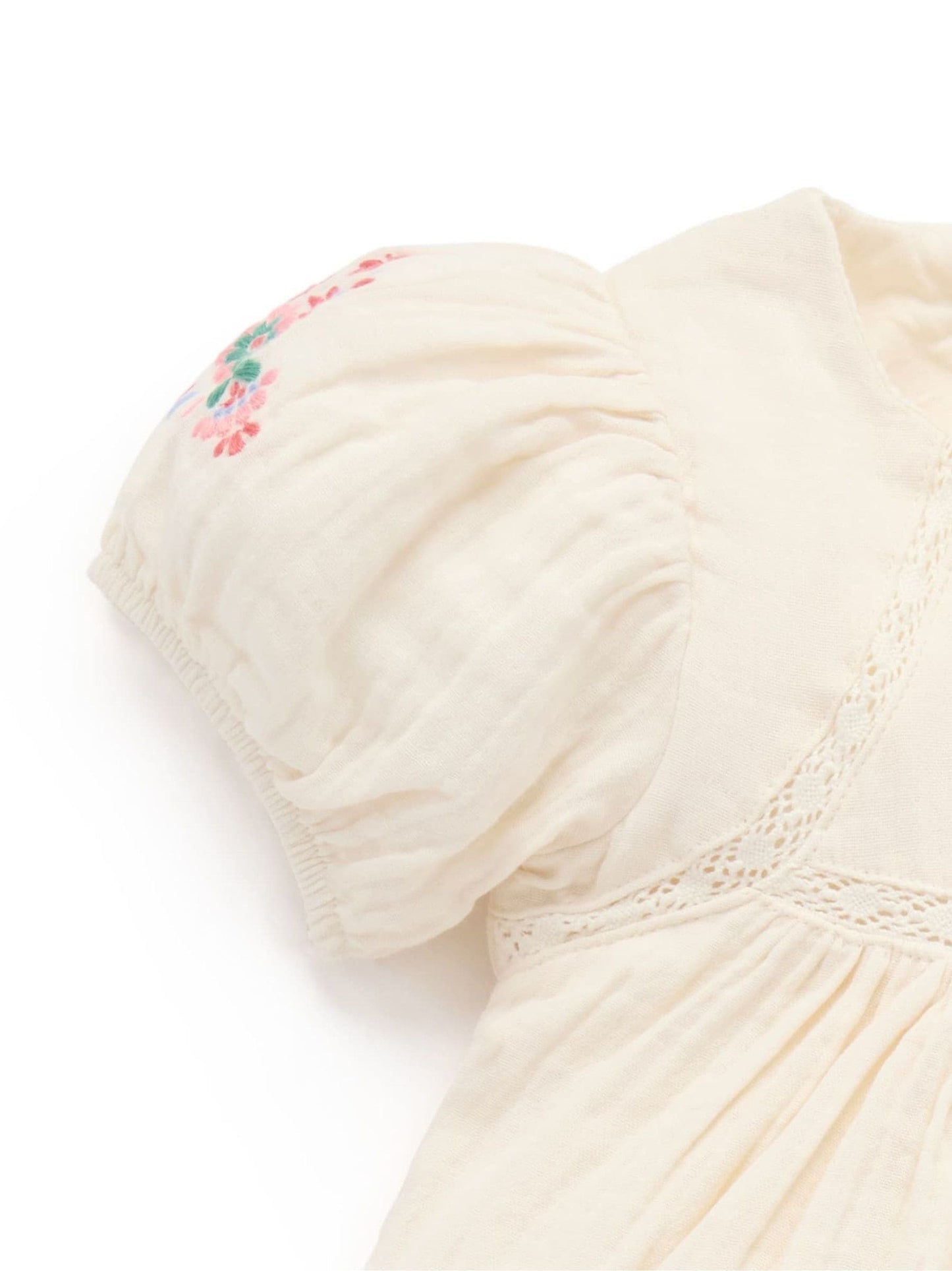 Purebaby White Embroidered Dress image 2