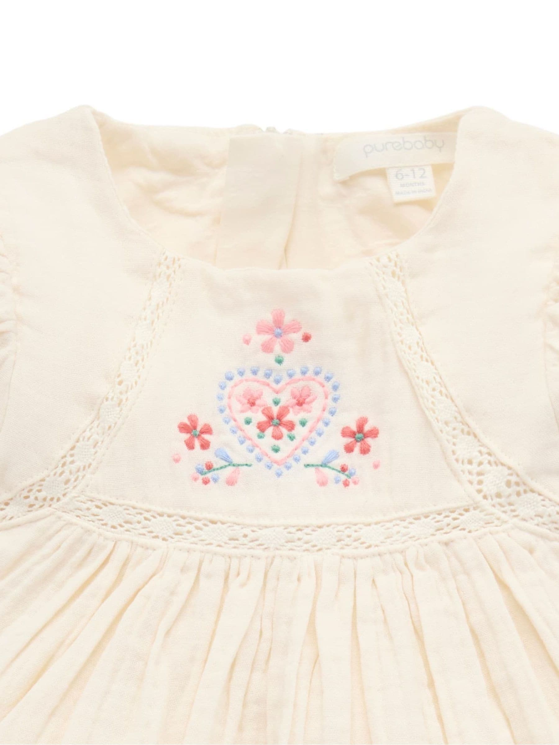 Purebaby White Embroidered Dress image 3