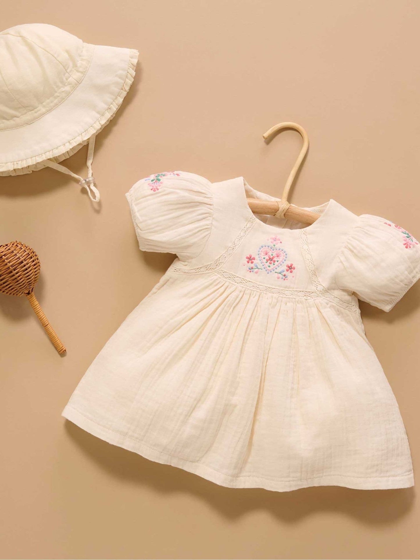 Purebaby White Embroidered Dress image 5