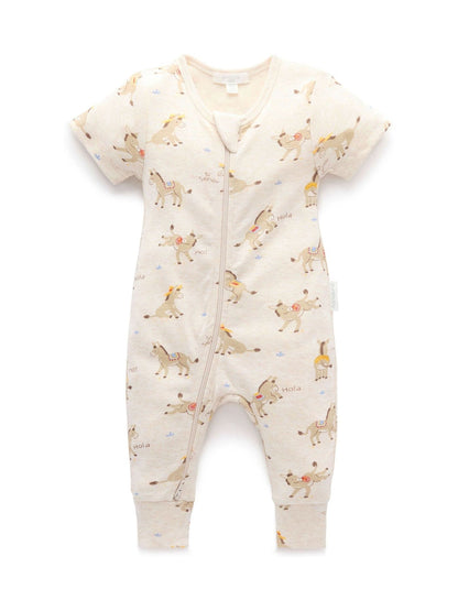 Purebaby Natural Rib Short Sleeve Zip Sleepsuit image 2
