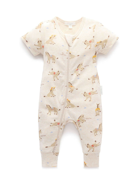 Purebaby Natural Rib Short Sleeve Zip Sleepsuit image 2
