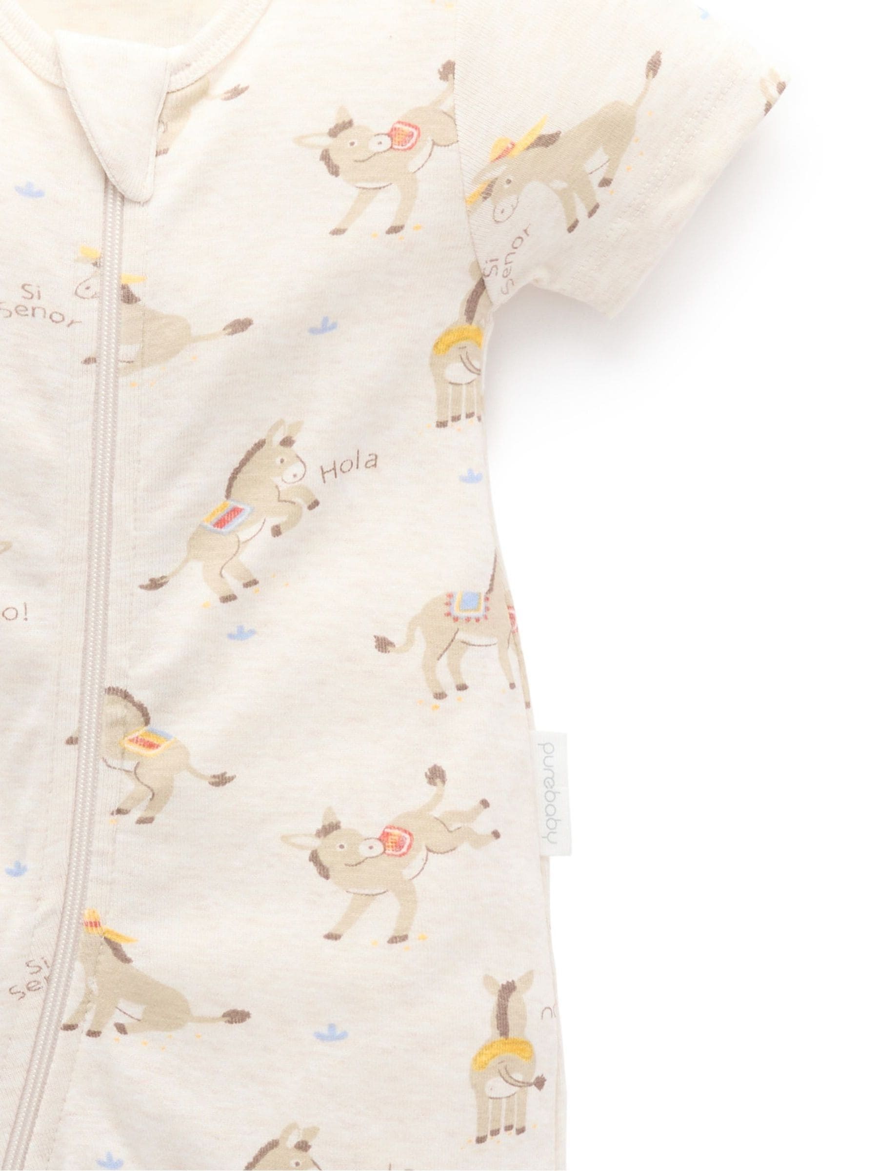 Purebaby Natural Rib Short Sleeve Zip Sleepsuit image 3