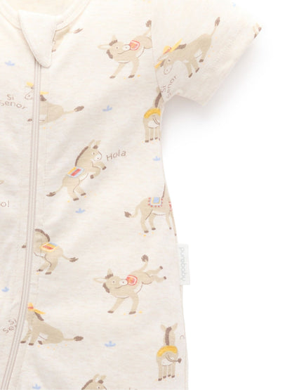 Purebaby Natural Rib Short Sleeve Zip Sleepsuit image 3