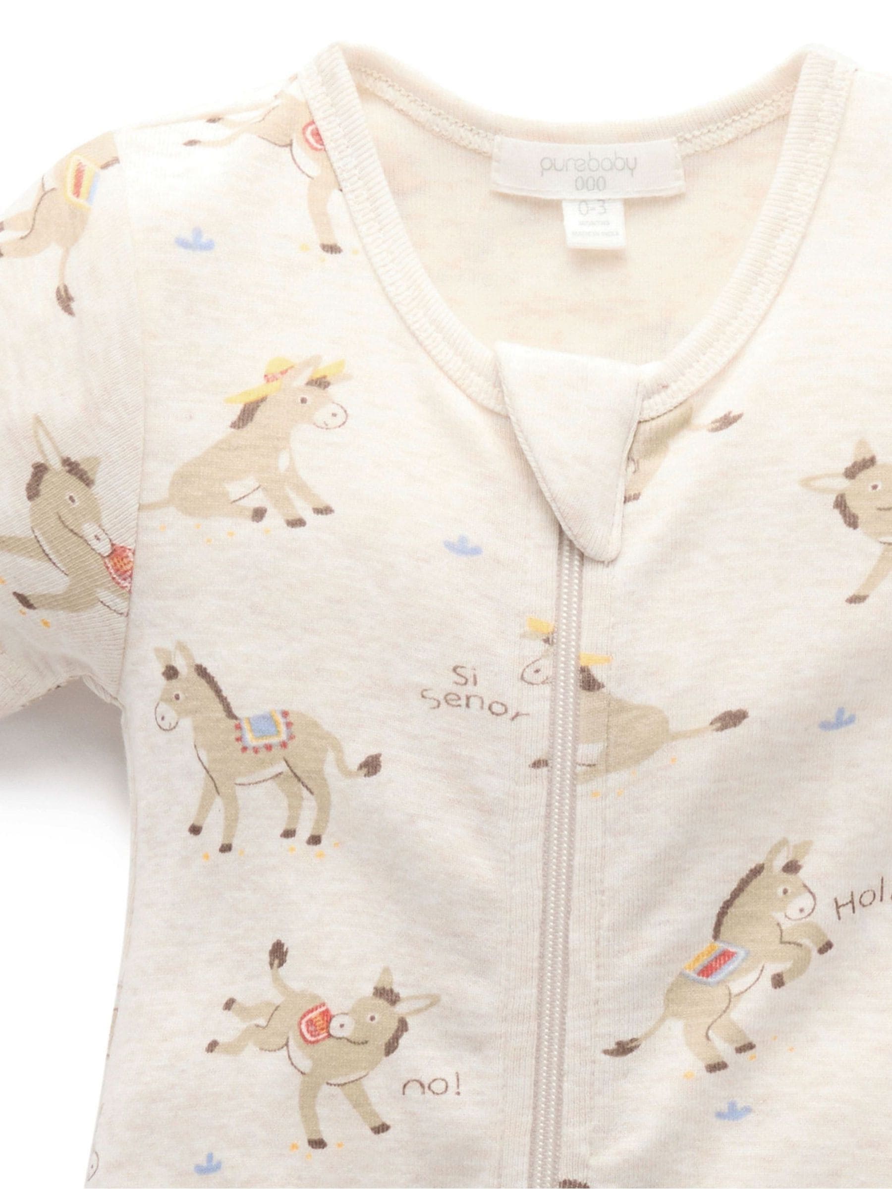 Purebaby Natural Rib Short Sleeve Zip Sleepsuit image 5