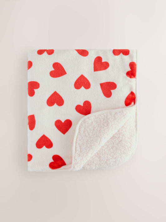 Red Heart Print Fleece Blanket - image 1