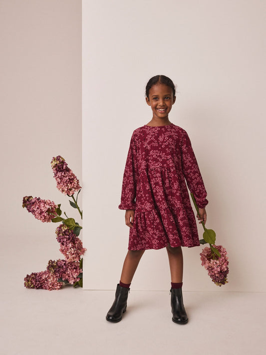 Dsiney Kidz - Pink Plum Long Sleeve Cinkle Jersey Dress (3-16yrs) image 2